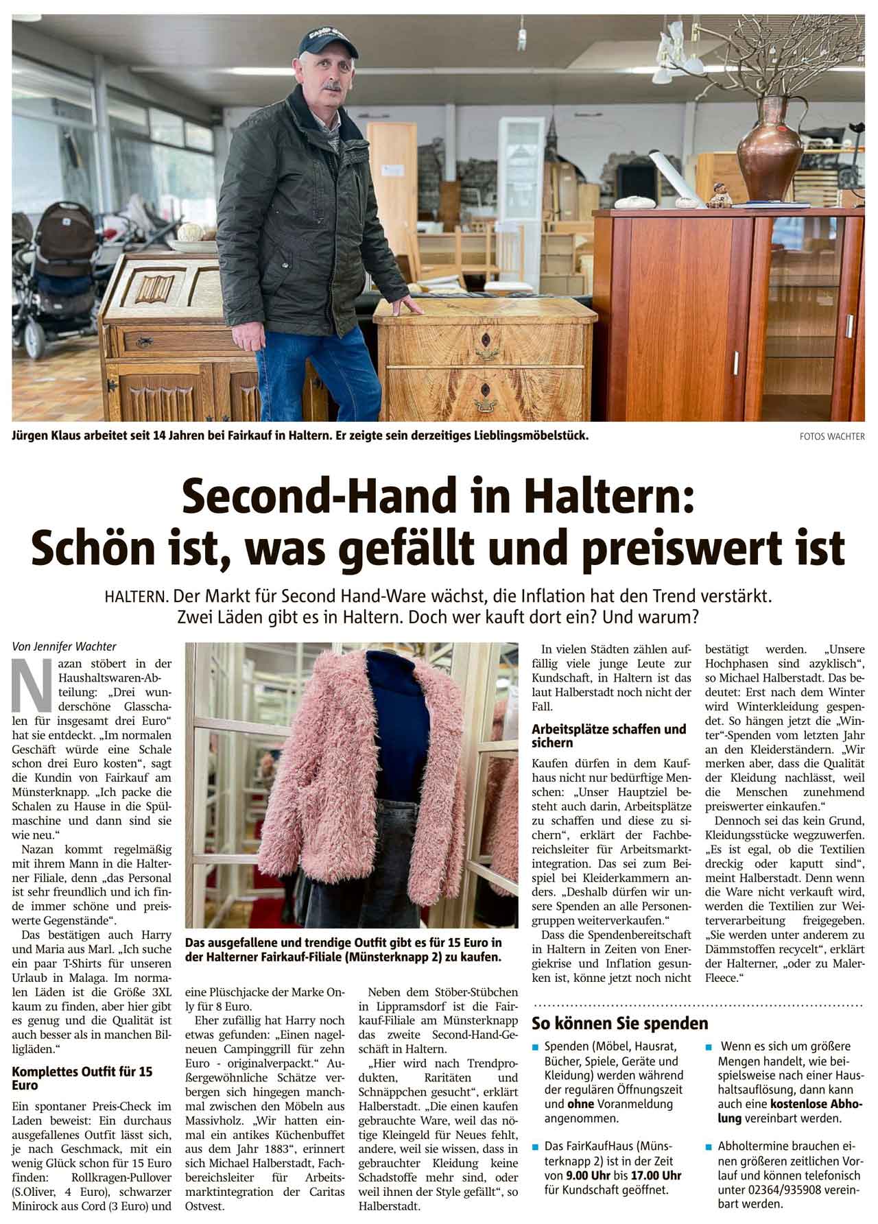 Second-Hand in Haltern (Halterner Zeitung vom 06. Februar 2023)